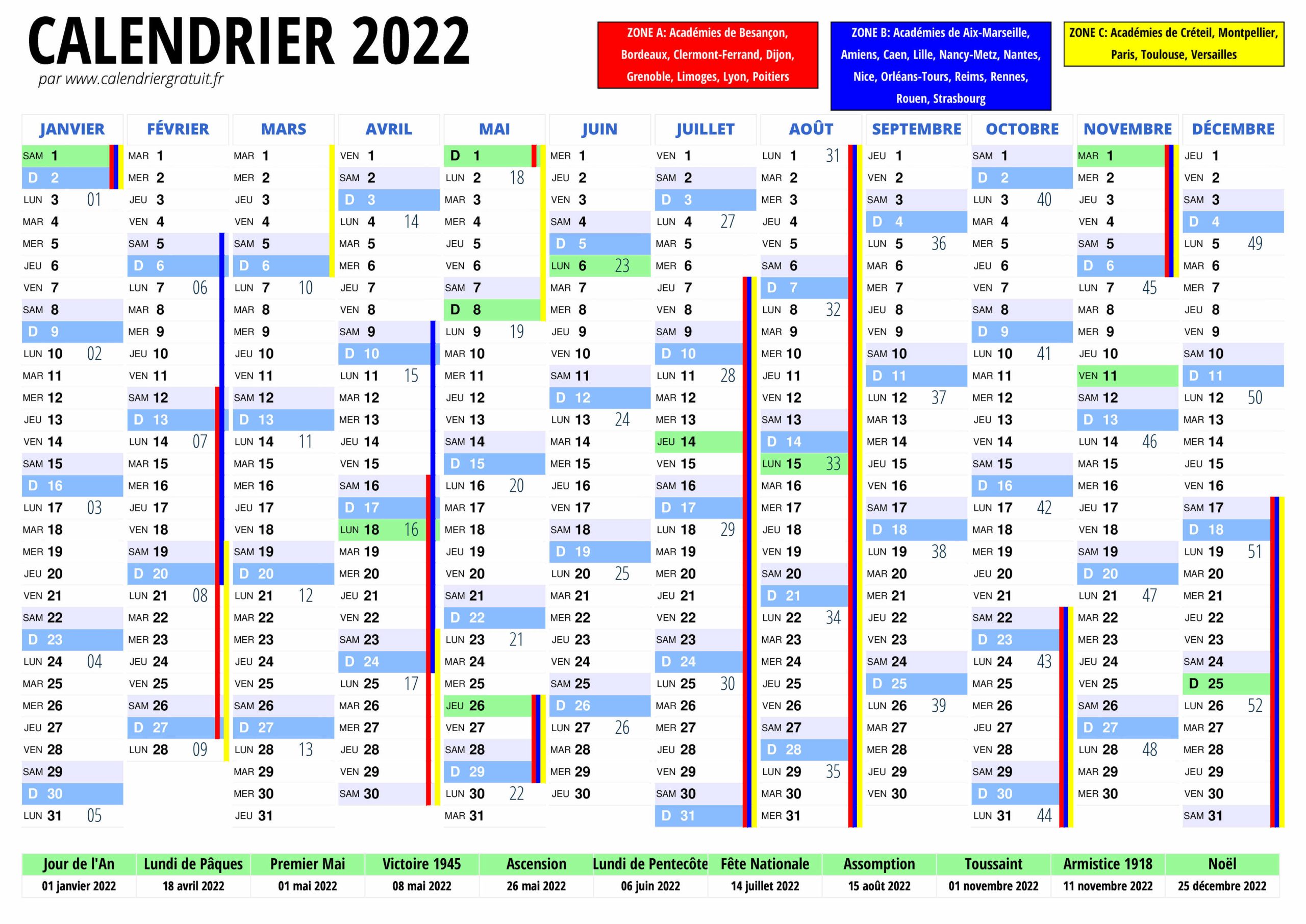 découvrez notre calendrier 2022 complet, incluant tous les jours fériés, événements et astuces pour bien planifier votre année. ne manquez aucune occasion en 2022 avec notre guide pratique !