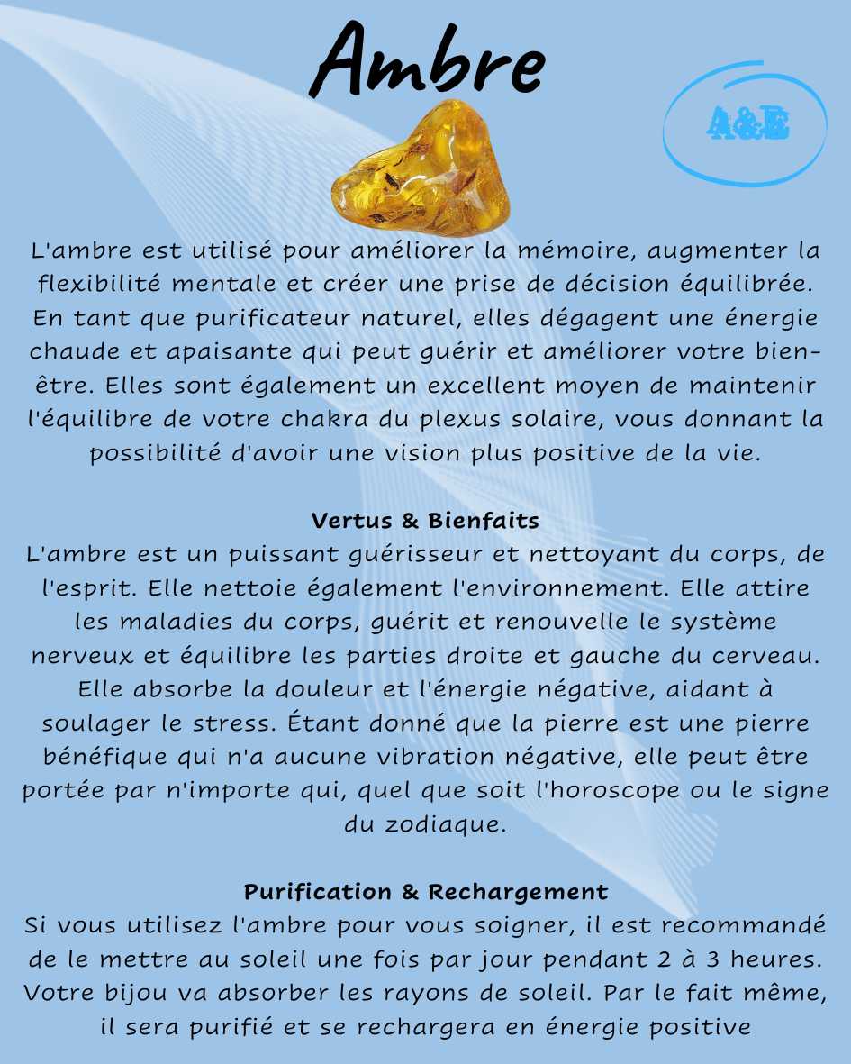 découvrez l'énergie ambre, une source naturelle de bien-être et d'équilibre. plongez dans ses bienfaits, ses propriétés protectrices et son utilisation en lithothérapie pour harmoniser votre esprit et votre corps.