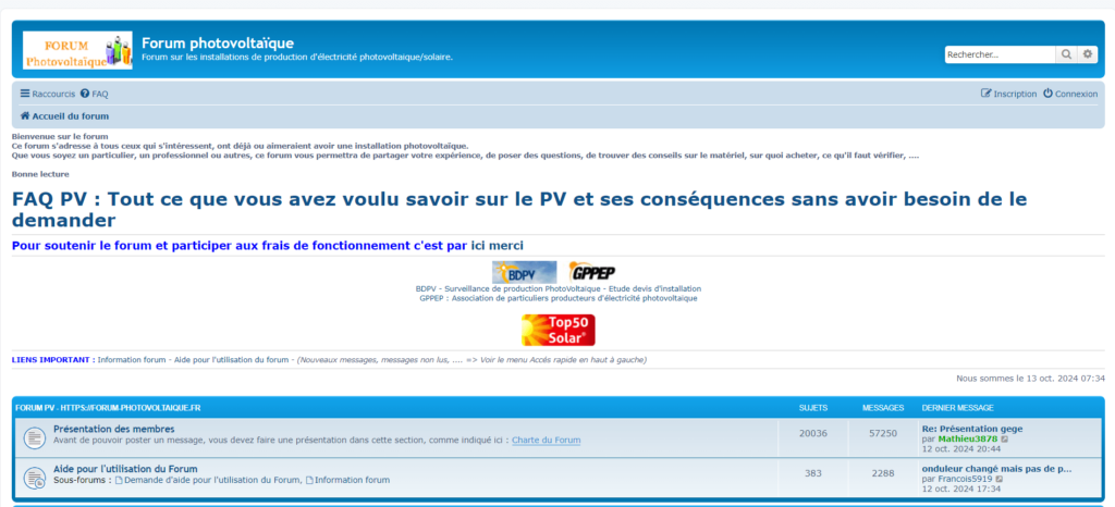découvrez notre forum photovoltaïque, un espace d'échange pour les passionnés d'énergie solaire. partagez des conseils, posez vos questions et trouvez des solutions pour maximiser l'efficacité de vos installations photovoltaïques.