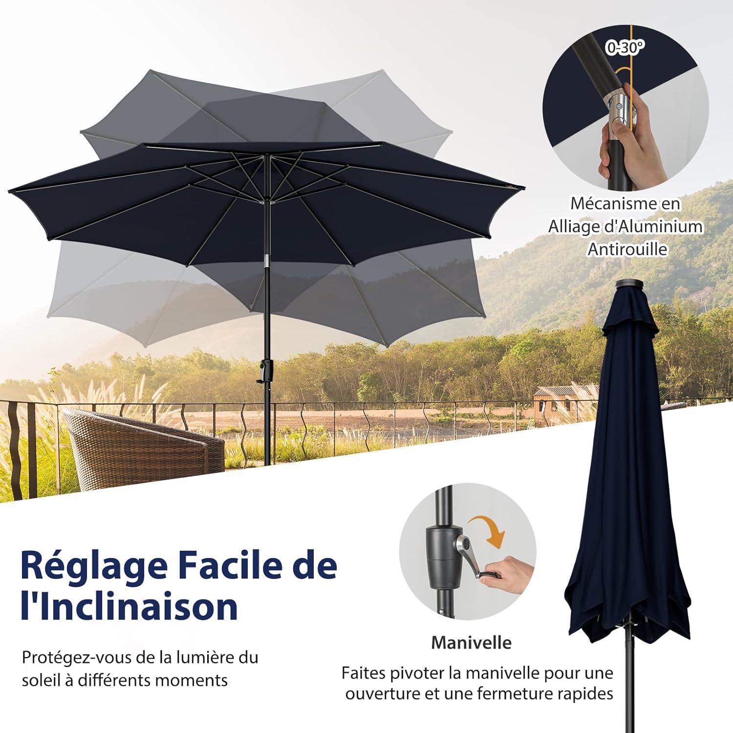 découvrez notre parasol solaire, alliant design moderne et fonctionnalité pour profiter de vos moments en plein air tout en vous protégeant des rayons du soleil. écologique et pratique, il recharge votre appareil tout en offrant une ombre rafraîchissante.