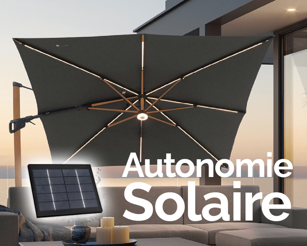 découvrez notre parasol solaire, la solution idéale pour profiter de votre jardin tout en vous protégeant des rayons du soleil. économique et écologique, il s'alimente grâce à l'énergie solaire, offrant un éclairage doux pour vos soirées en extérieur. élégant et pratique, ce parasol est un incontournable pour ajouter une touche de confort à votre espace extérieur.