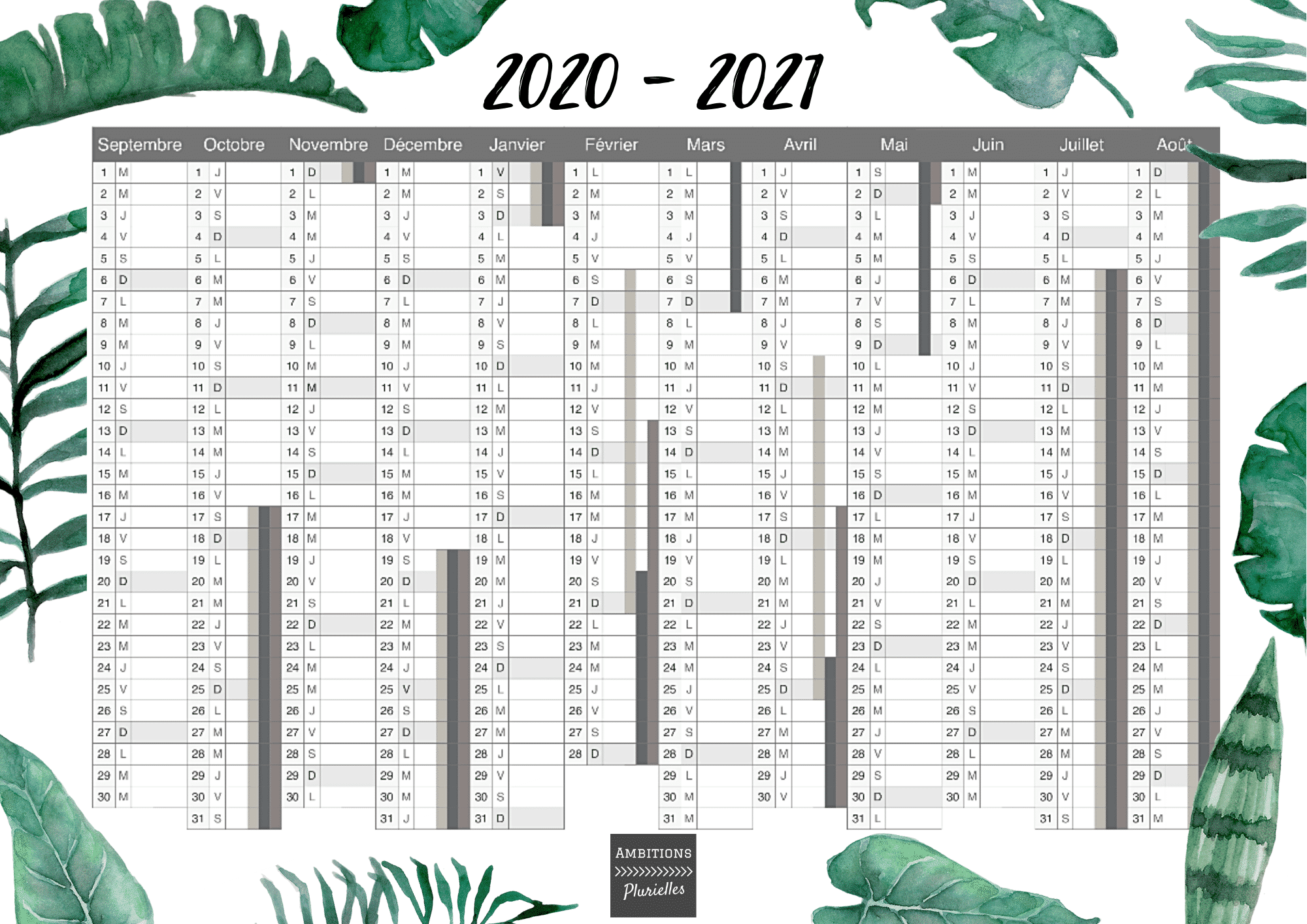 découvrez notre calendrier 2020-2021 complet avec toutes les dates importantes, événements et vacances scolaires. planifiez votre année efficacement et ne manquez aucune occasion !