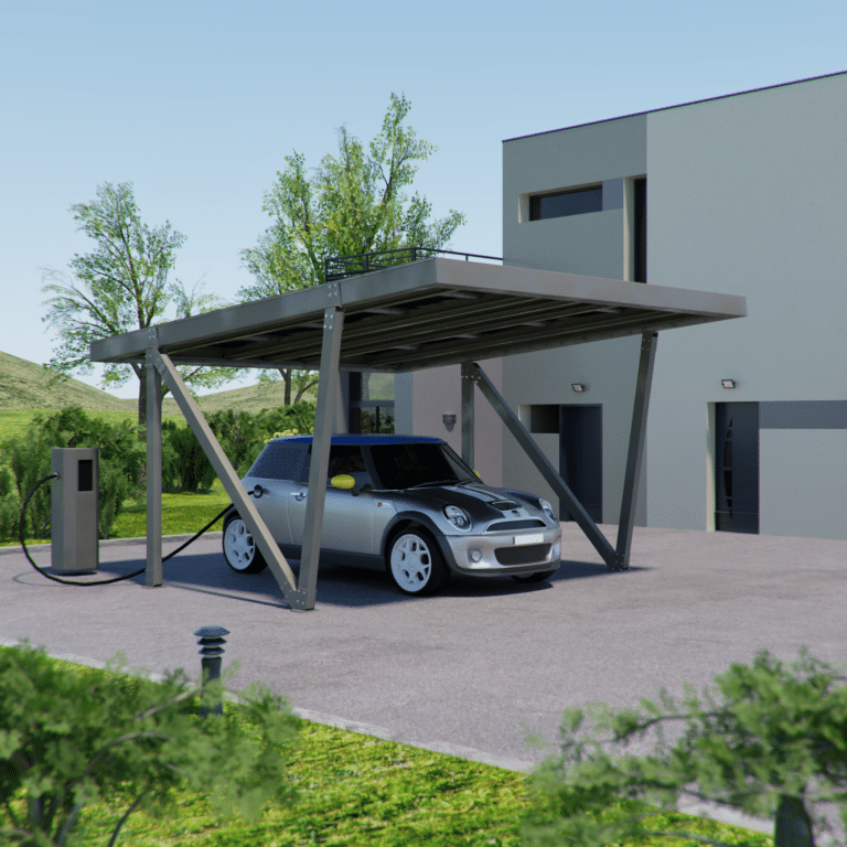 découvrez notre carport double photovoltaïque, une solution idéale pour protéger vos véhicules tout en produisant de l'énergie solaire. alliez esthétisme et durabilité avec cette structure respectueuse de l'environnement, qui optimise l'espace extérieur et réduit vos factures d'électricité.