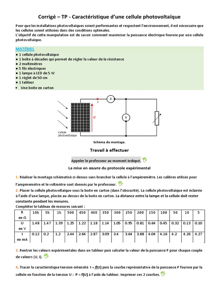 découvrez notre exercice sur les cellules photovoltaïques, idéal pour comprendre le fonctionnement et l'application de cette technologie renouvelable. parfait pour les étudiants et les passionnés d'énergie solaire.