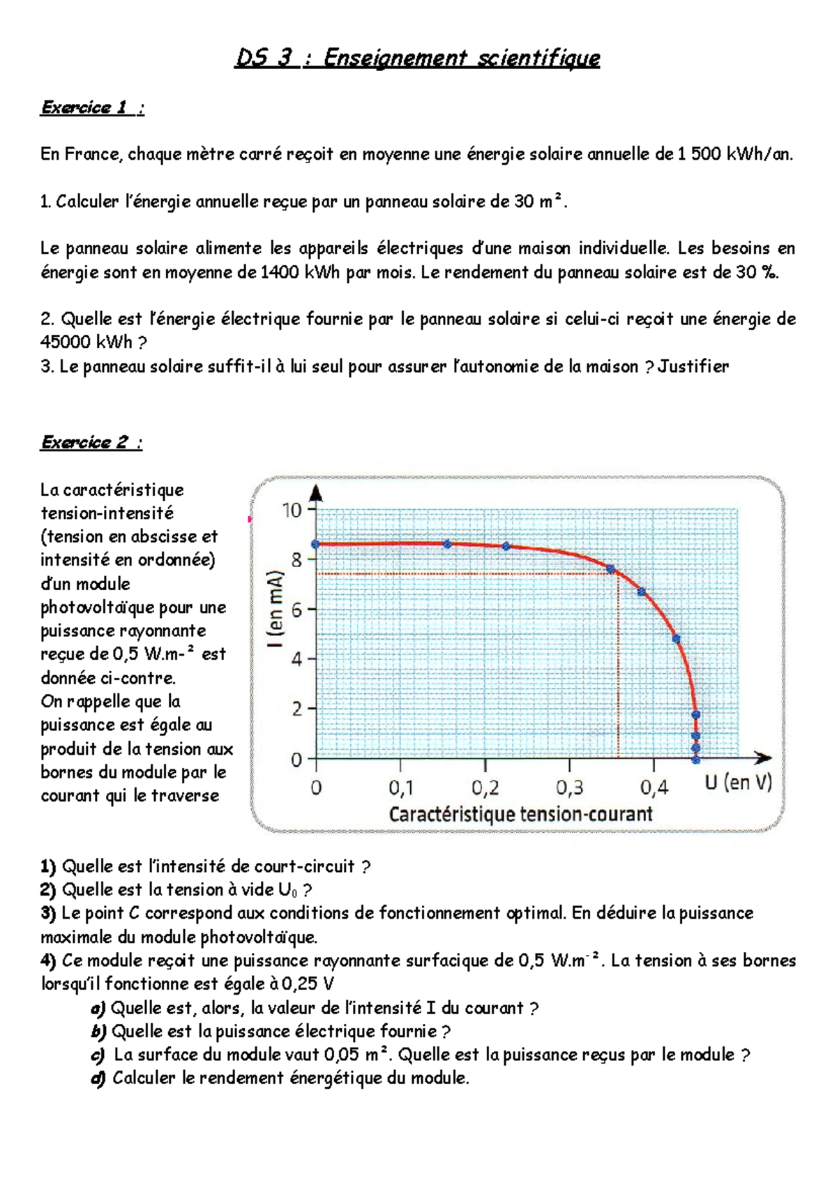 découvrez des exercices de mathématiques appliquées aux systèmes photovoltaïques. améliorez vos compétences tout en apprenant à quantifier l'efficacité des panneaux solaires et à maîtriser les concepts clés liés à l'énergie renouvelable.