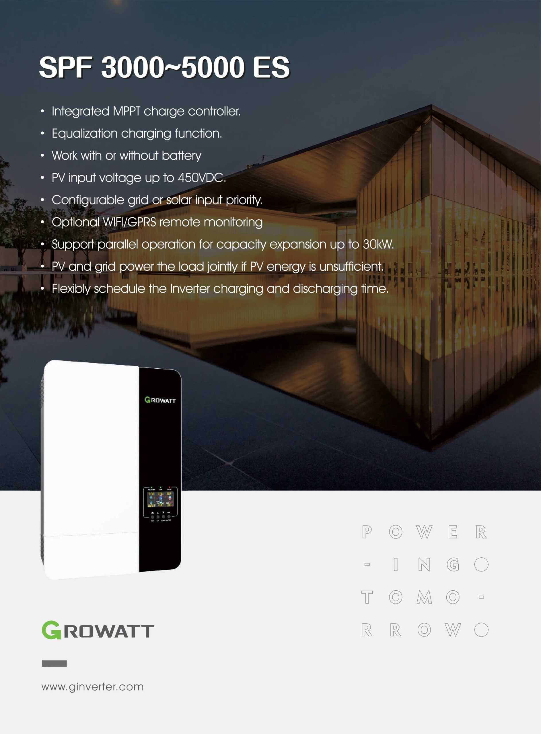 découvrez l'onduleur growatt spf 5000 es, une solution d'alimentation solaire efficace et fiable. parfait pour optimiser votre système d'énergie renouvelable, il offre performances élevées, facilité d'utilisation et durabilité. adoptez une énergie propre avec le growatt spf 5000 es et réduisez vos factures d'électricité tout en préservant l'environnement.