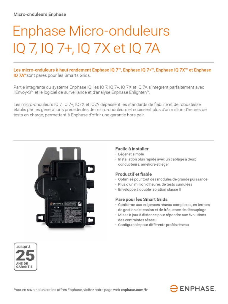 découvrez les micro-onduleurs iq7a, une solution innovante pour optimiser la production d'énergie solaire. compact et performant, ces onduleurs assurent une conversion efficace de l'énergie pour maximiser vos économies d'énergie et améliorer la rentabilité de votre installation photovoltaïque.