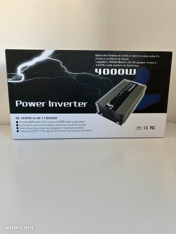 découvrez notre convertisseur 4000w, idéal pour alimenter vos appareils électroniques en toute sécurité. optimisez votre énergie et profitez d'une puissance fiable pour vos besoins quotidiens. commandez dès maintenant et boostez votre rendement énergétique !