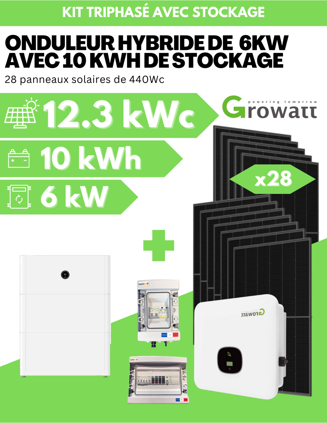 découvrez notre kit solaire 6000w, une solution complète et écologique pour produire votre propre énergie. idéal pour les foyers et les entreprises, ce kit puissant et fiable vous permet de réduire vos factures d'électricité et de contribuer à la protection de l'environnement. facile à installer et d'une performance élevée, il est parfait pour exploiter l'énergie solaire au maximum.