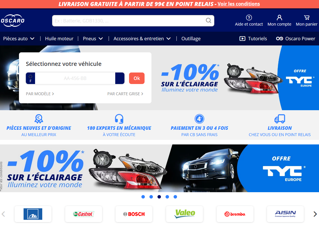 profitez de la livraison gratuite sur tous vos achats chez oscaro. découvrez notre large sélection de pièces auto et bénéficiez d'un service rapide et efficace pour maintenir votre véhicule en parfait état.