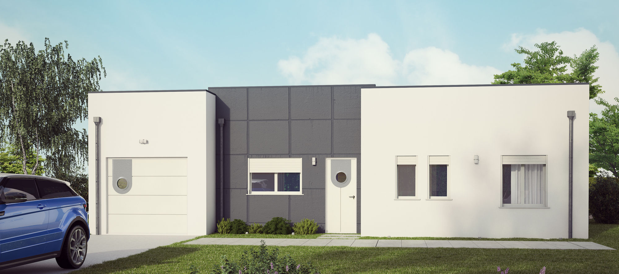 découvrez notre maison moderne toit plat de 100m², alliant esthétique et confort. idéale pour un style de vie contemporain, cette maison offre des volumes généreux, une luminosité optimale et des espaces de vie fonctionnels. plongez dans l'univers d'une habitation innovante et fonctionnelle, parfaite pour toute votre famille.