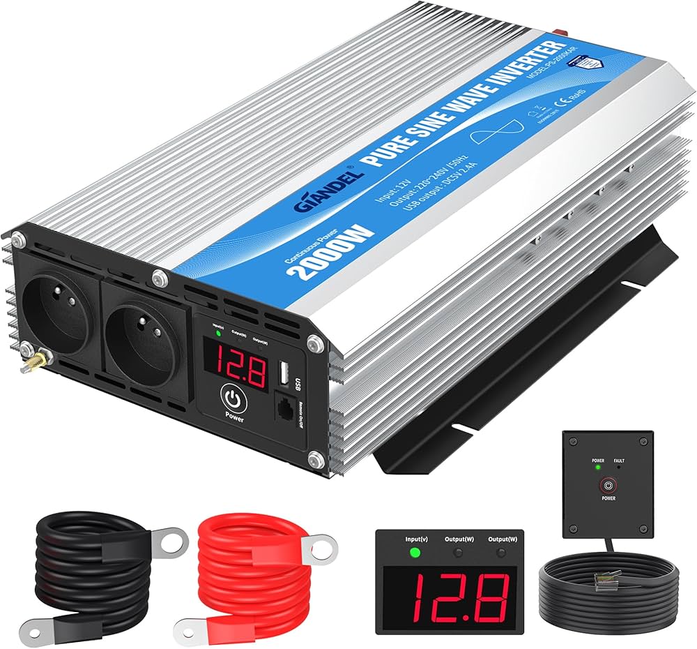 découvrez notre onduleur 2000w, idéal pour alimenter vos appareils électroménagers lors de coupures de courant. fiable et performant, cet onduleur garantit une protection optimale et une autonomie prolongée. parfait pour les particuliers et les professionnels à la recherche d'une solution énergétique pratique.