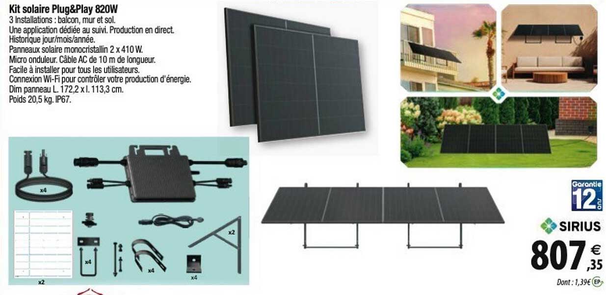 découvrez notre promo kit solaire : une solution écologique et économique pour produire votre propre énergie renouvelable. profitez d'une réduction exclusive sur nos équipements solaires performants et commencez à réaliser des économies sur vos factures d'électricité tout en préservant l'environnement.