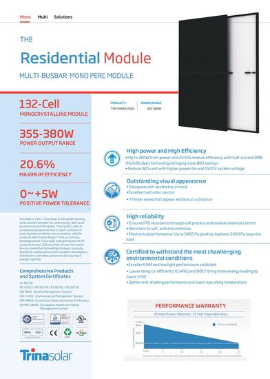 découvrez les panneaux solaires trina solar 375w, alliant performance et efficacité énergétique. idéals pour maximiser votre production d'électricité, ces modules photovoltaïques garantissent durabilité et résistance face aux intempéries. optez pour une solution écologique et rentable avec trina solar.